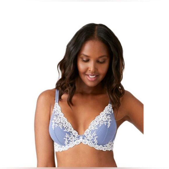 Wacoal Lace Embrace Plunge Contour Bra sz 34 C - Picture 1 of 5